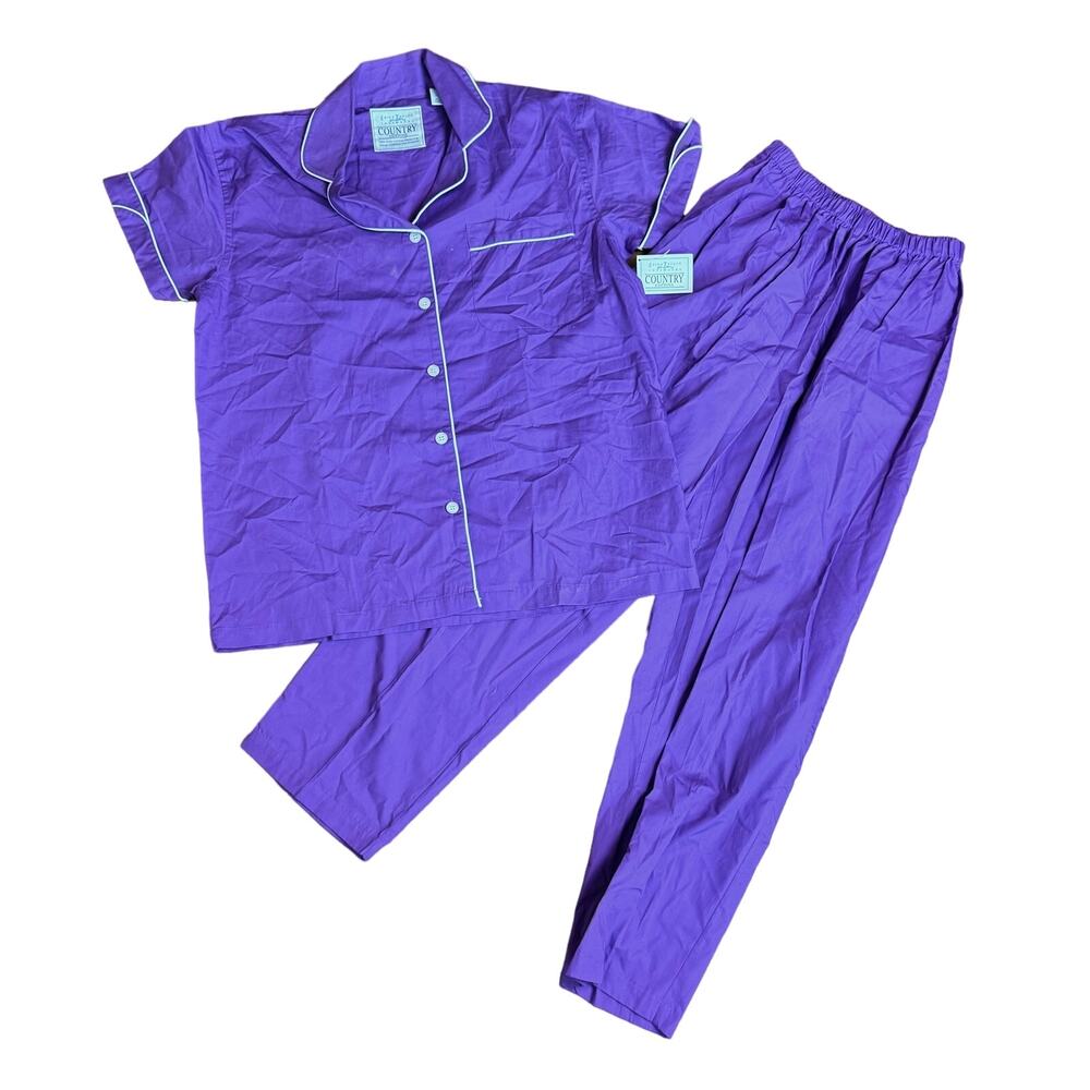Erika Taylor Intimates Country Cottons Purple Pajama Set NWT SMALL